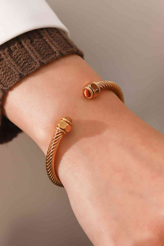 Stainless Steel Twisted C-Shaped Bracelet