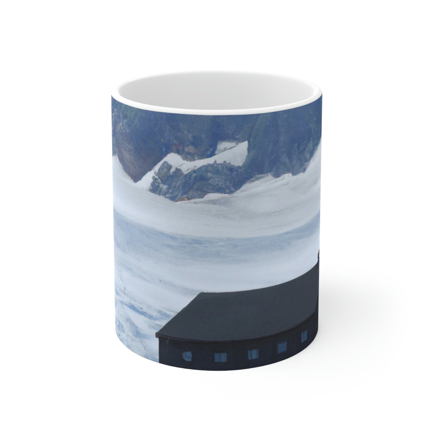 "Frozen Fears: A Haunted Glacier House" - The Alien Ceramic Mug 11 oz