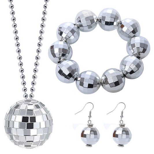 Disco Ball Jewelry Bracelet Earrings Necklace - The Alien Party Rave