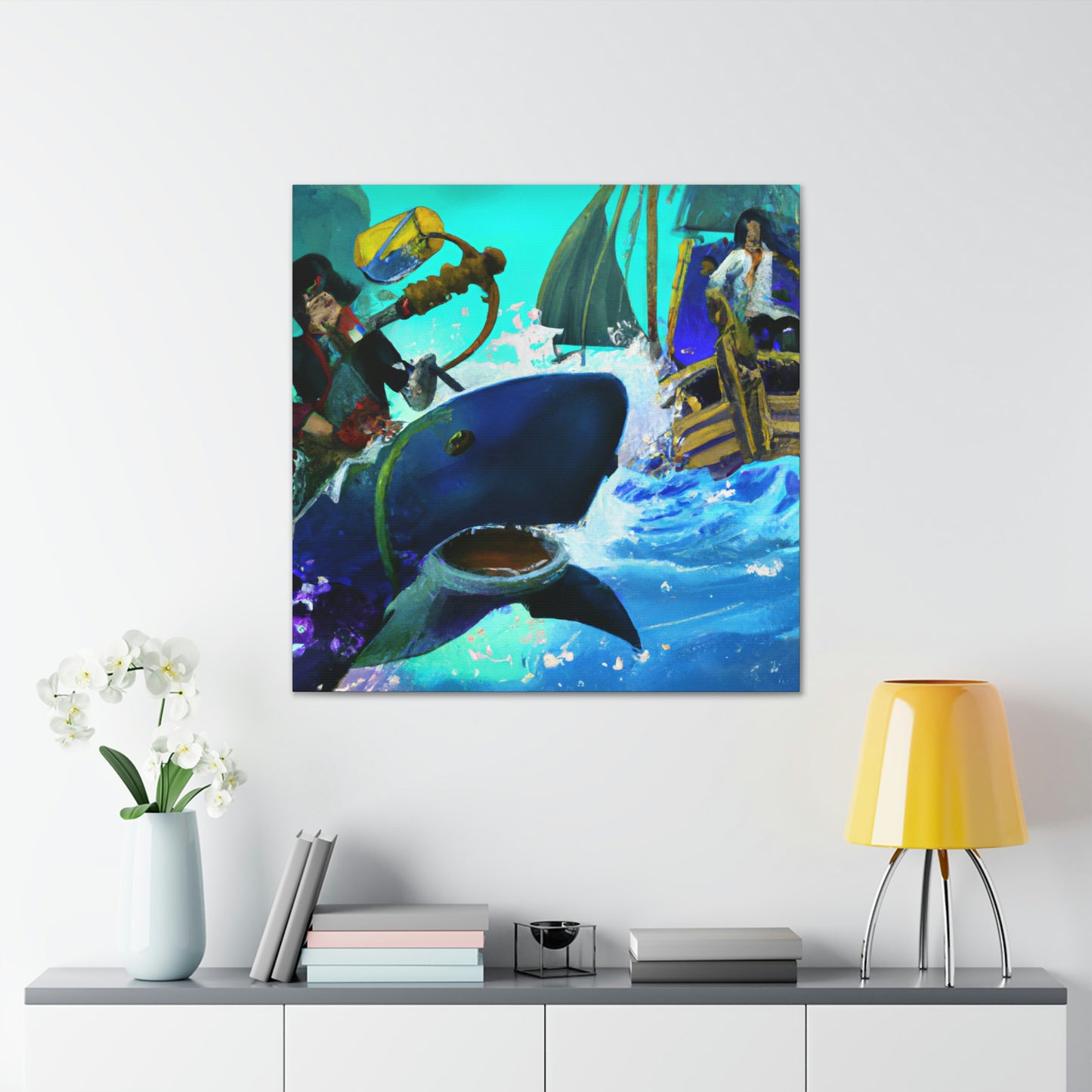 "Pirates vs. The Robotic Shark: The Time-Travelling Battle" - The Alien Canva